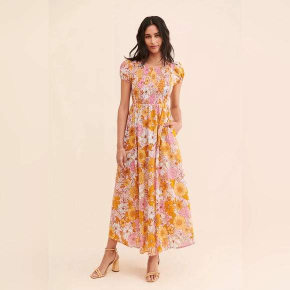Anthropologie Kachel Smocked Floral Maxi Dress - Picture 5 of 14